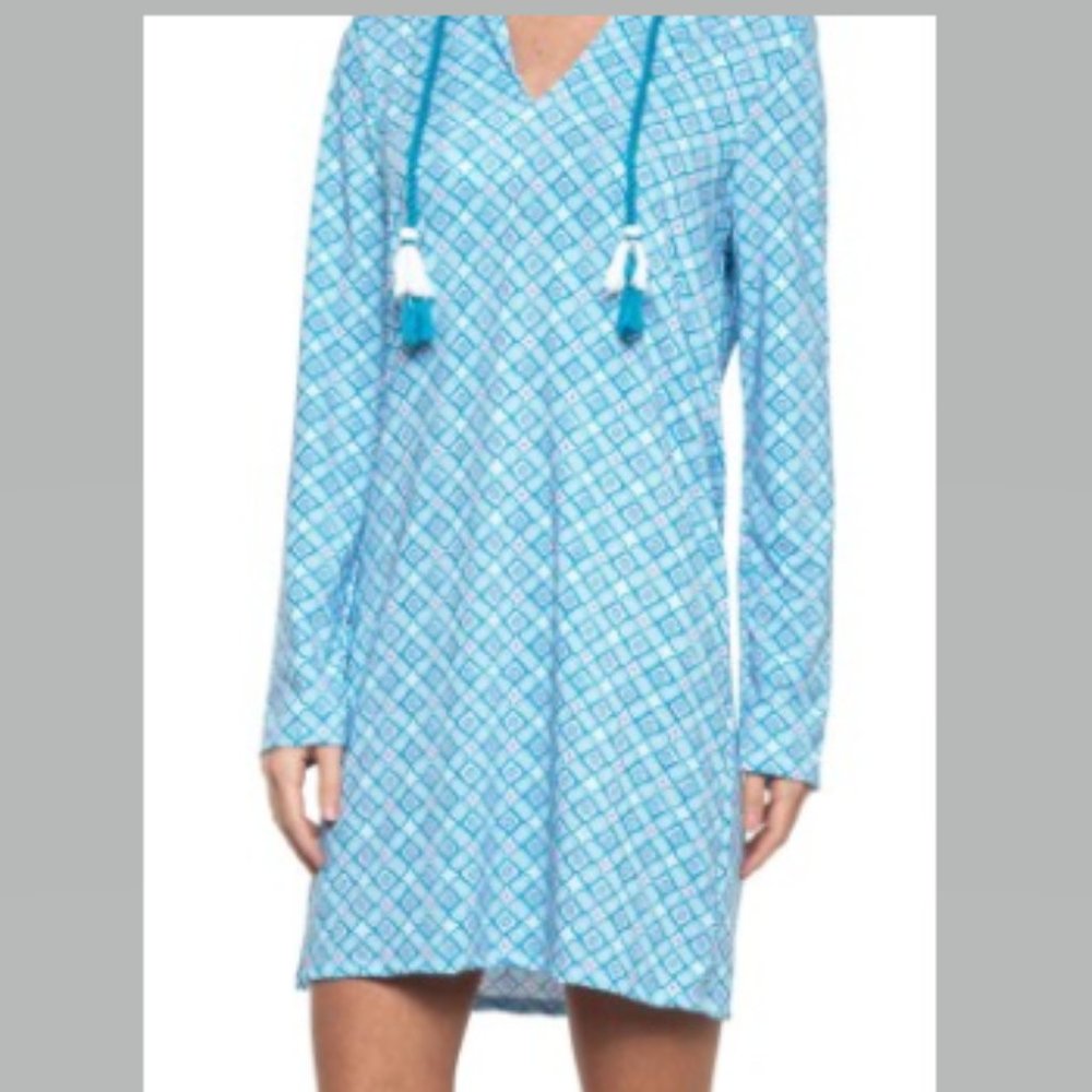 Cabana Life Preppy Geo Hooded Cover Up Size S NWT